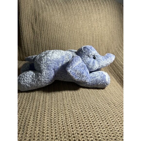 Blue Plush Elephant Stuffed Toy Soft Cuddly Button Eyes 15" Long - Picture 4 of 6